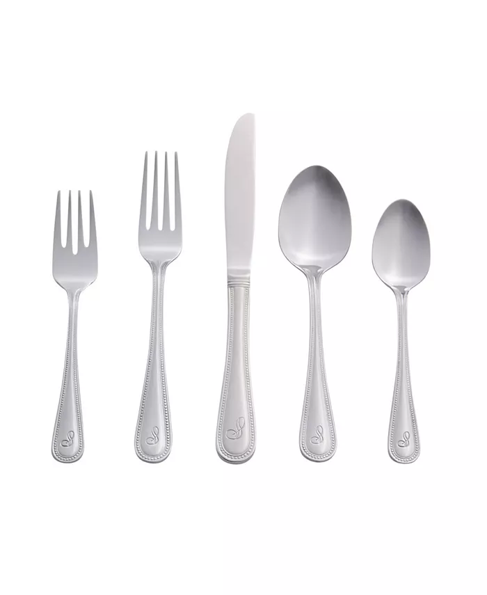 RiverRidge Home Riverridge Beaded 46 Piece Monogrammed Flatware Set - S， Service for 8 - Mycitystee
