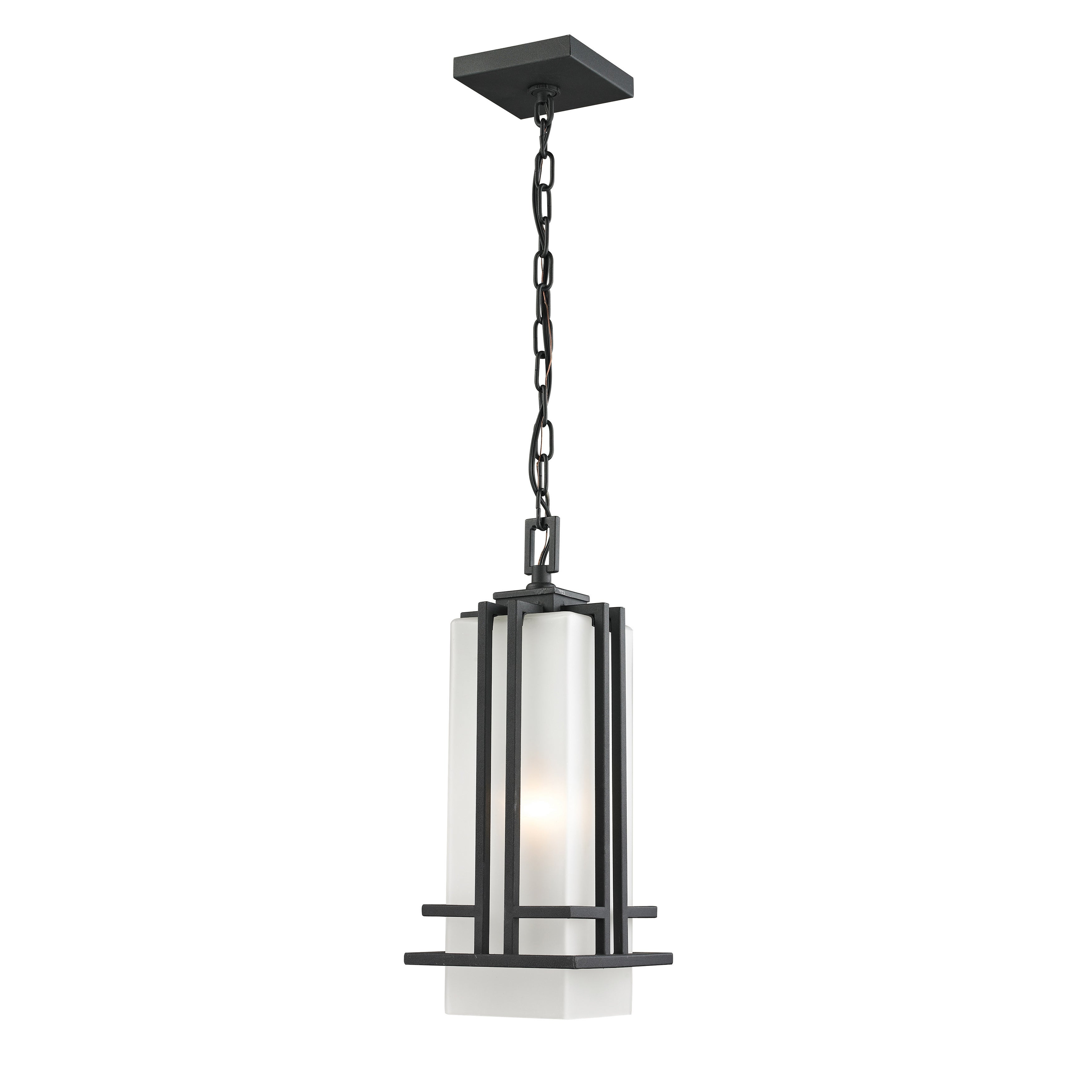 Avery Home Lighting Outdoor Black Chain Light with Matte Opal Glass - Mycitystee