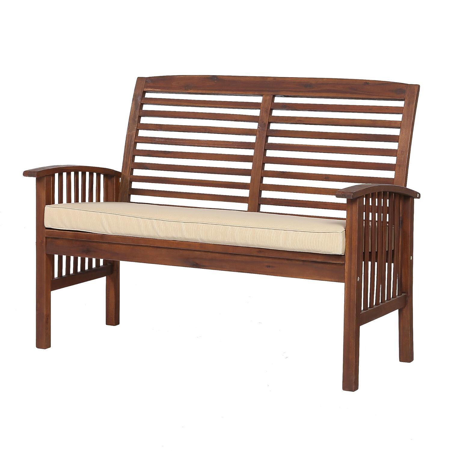 Ultimate Patio Horizon Way Dark Brown Acacia Patio Loveseat W/ Natural Cushions - Mycitystee