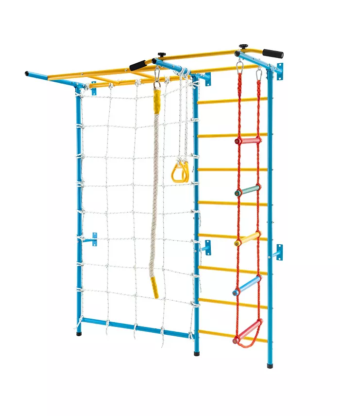 Costway 7 in 1 Kids Indoor Gym Playground Swedish Wall Ladder Children Home Climbing Gym - Mycitystee