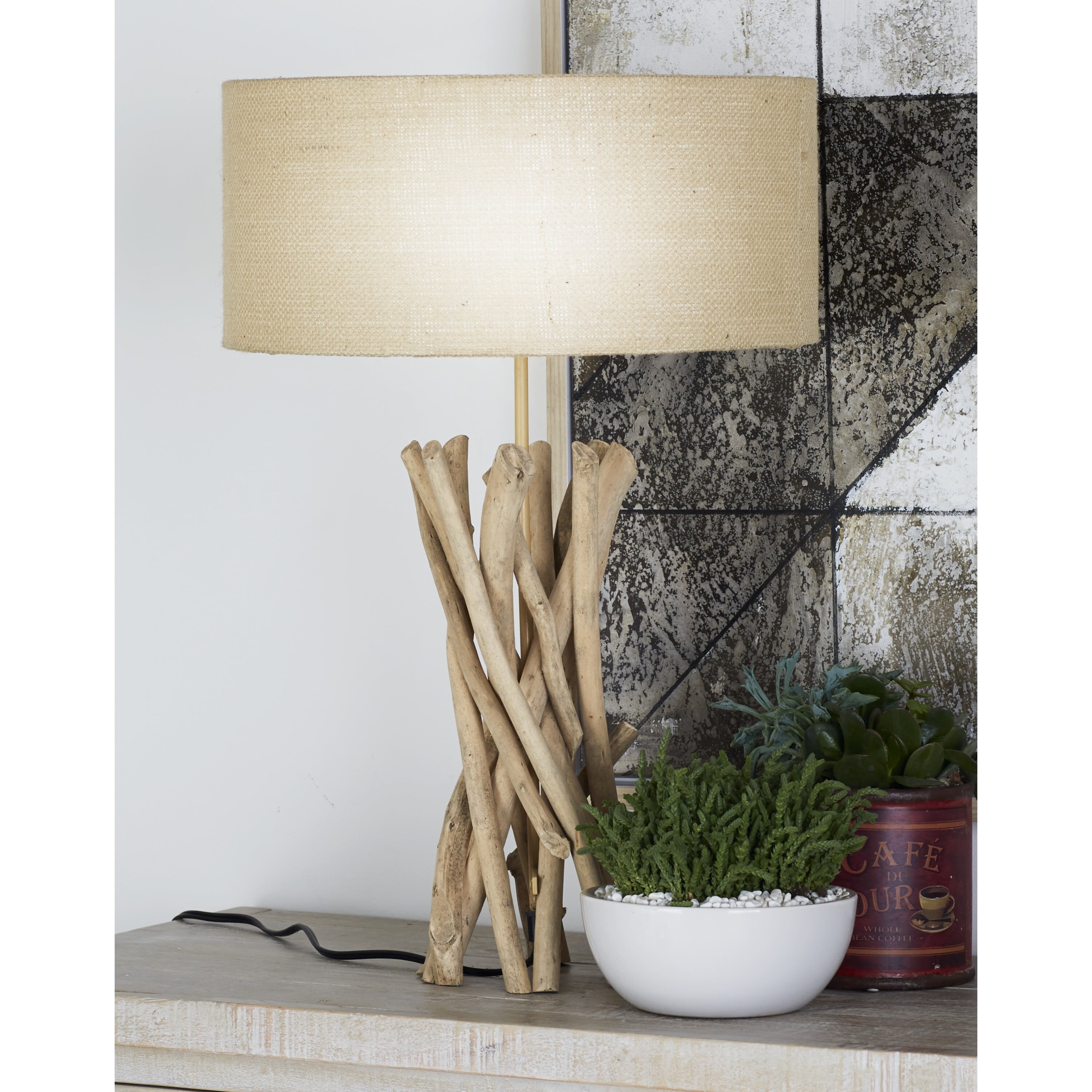 Light Brown Wood Rustic Table Lamp 24