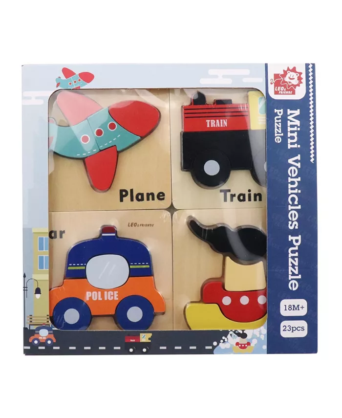 Leo Friends Wooden Vehicle Puzzle Kit for Boys and Girls - Mycitystee