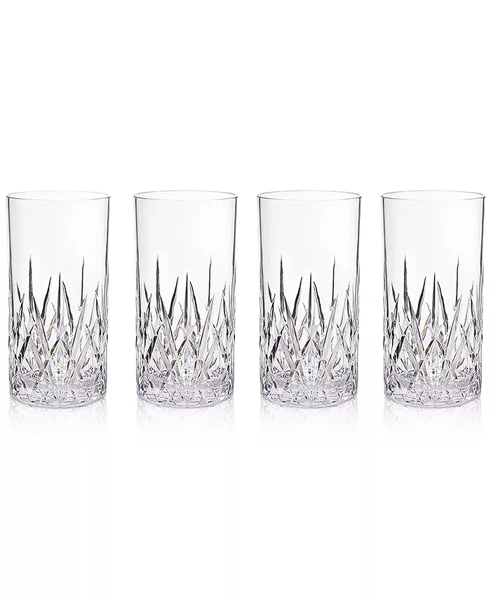 Q Squared Aurora Clear Highball Tumblers， Set of 4 - Mycitystee