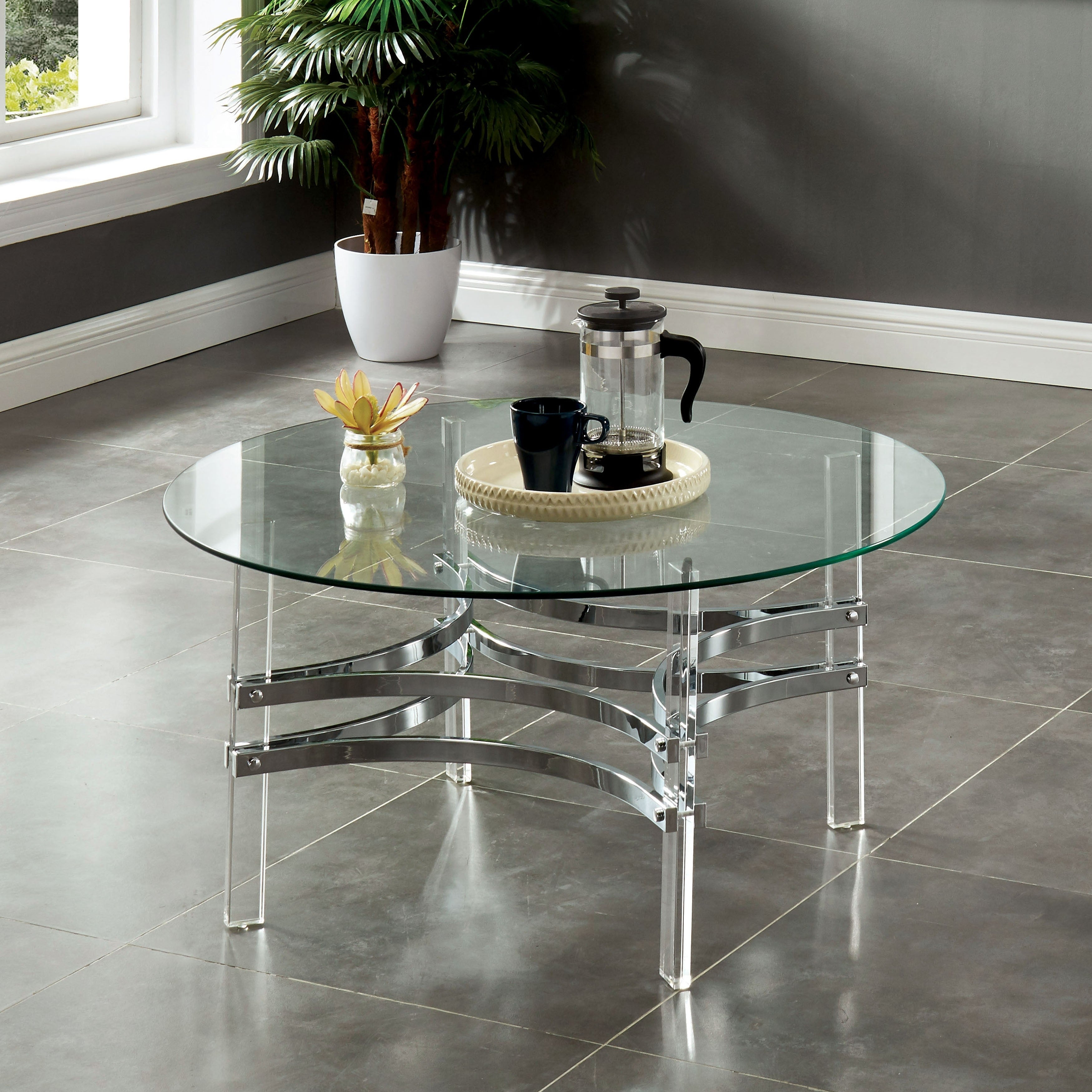 Furniture of America Oliver Contemporary Chrome 35-inch Coffee Table - Mycitystee