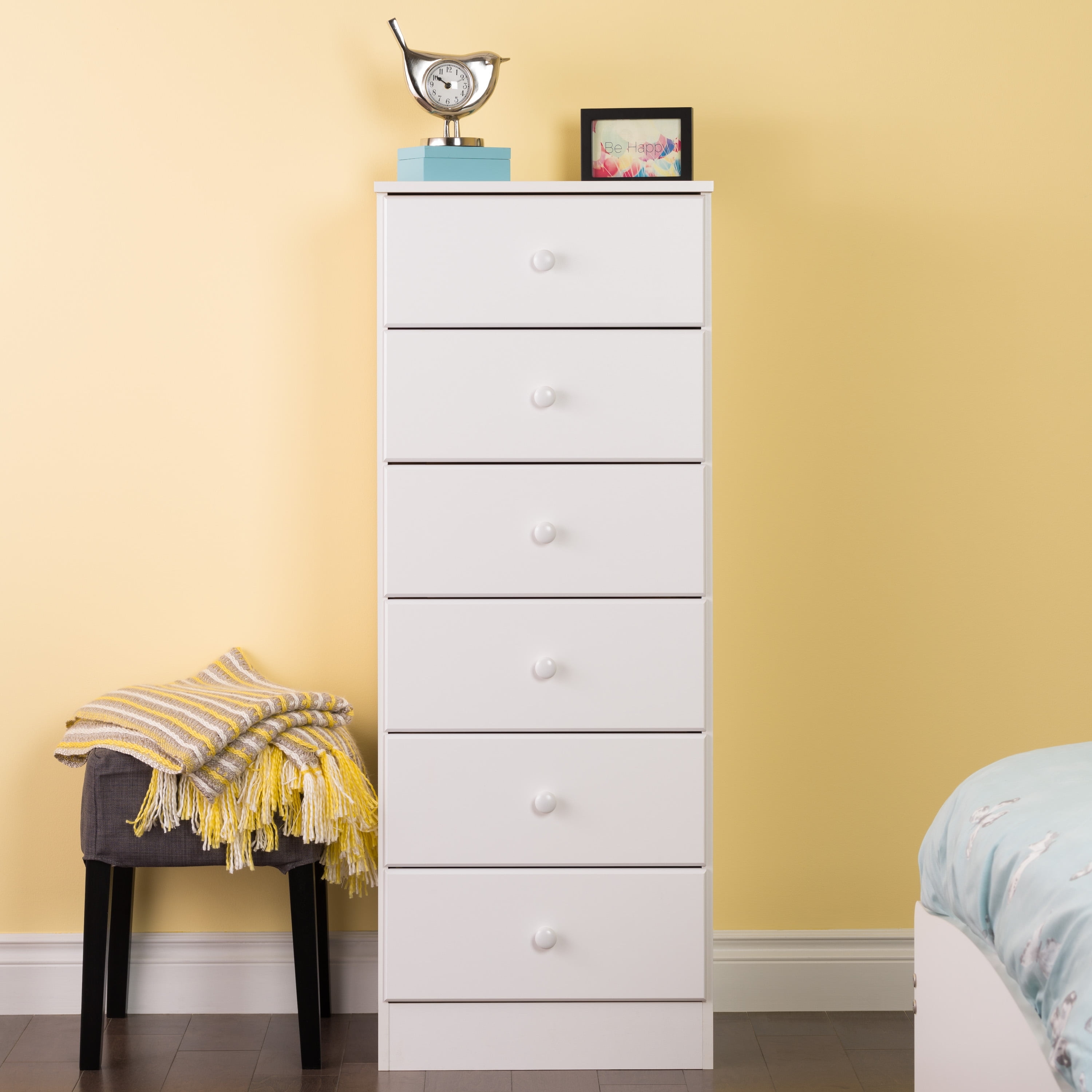 Astrid Modern Tall 6-Drawer Lingerie Chest， White - - 37236351 - Mycitystee