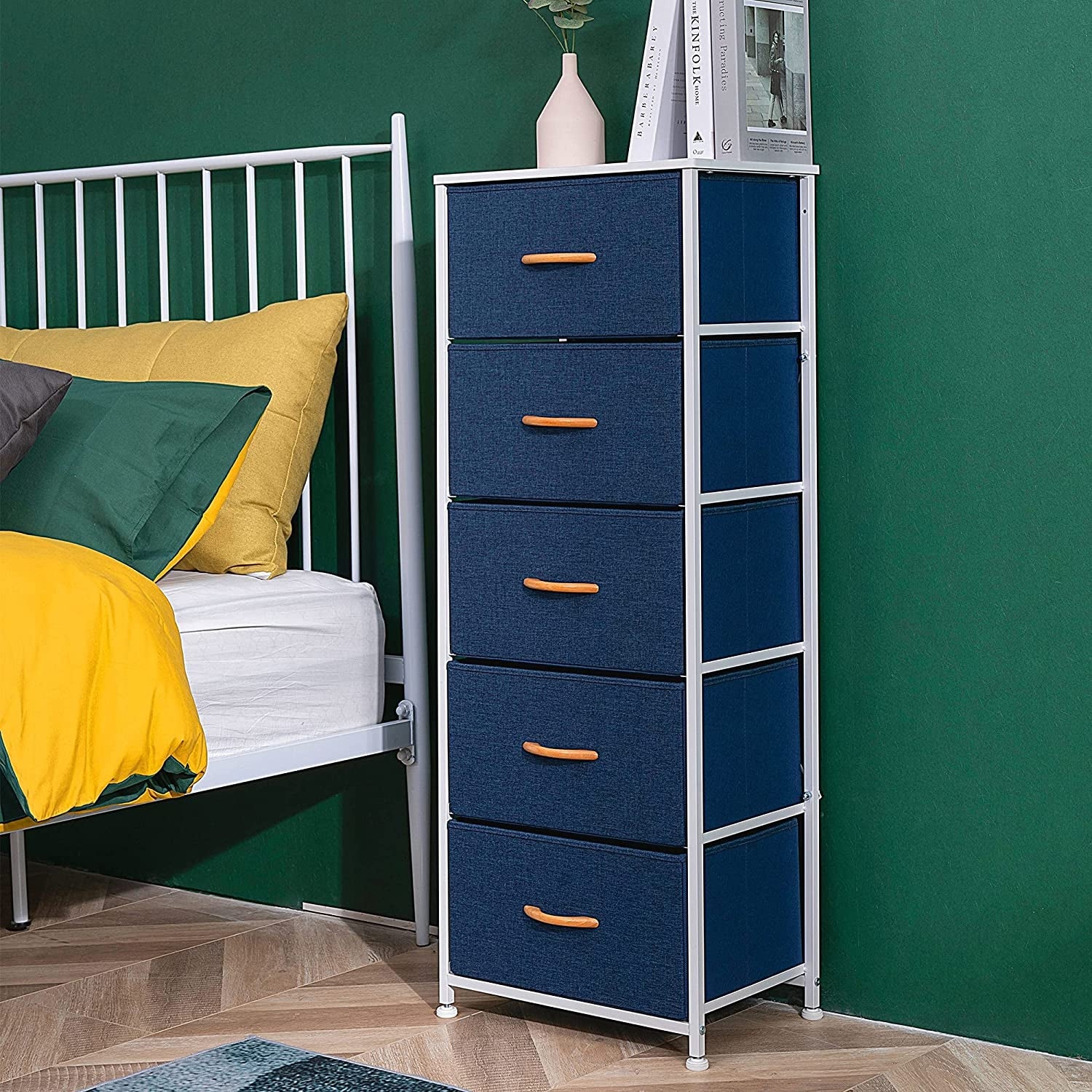 Vertical Dresser Storage Tower， 5 Fabric Drawer Organizer Unit - - 36135601 - Mycitystee