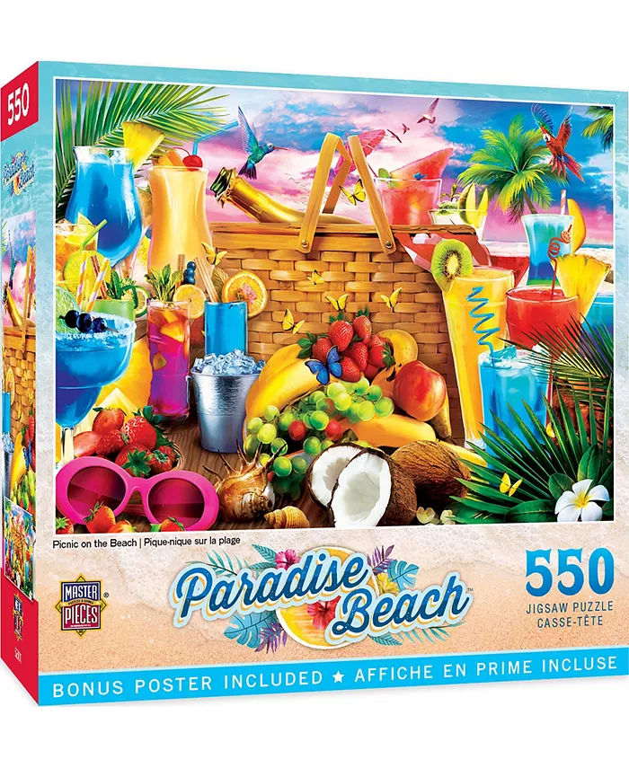 MasterPieces Puzzles Paradise Beach - Picnic on the Beach 550 Piece Jigsaw Puzzle - Mycitystee
