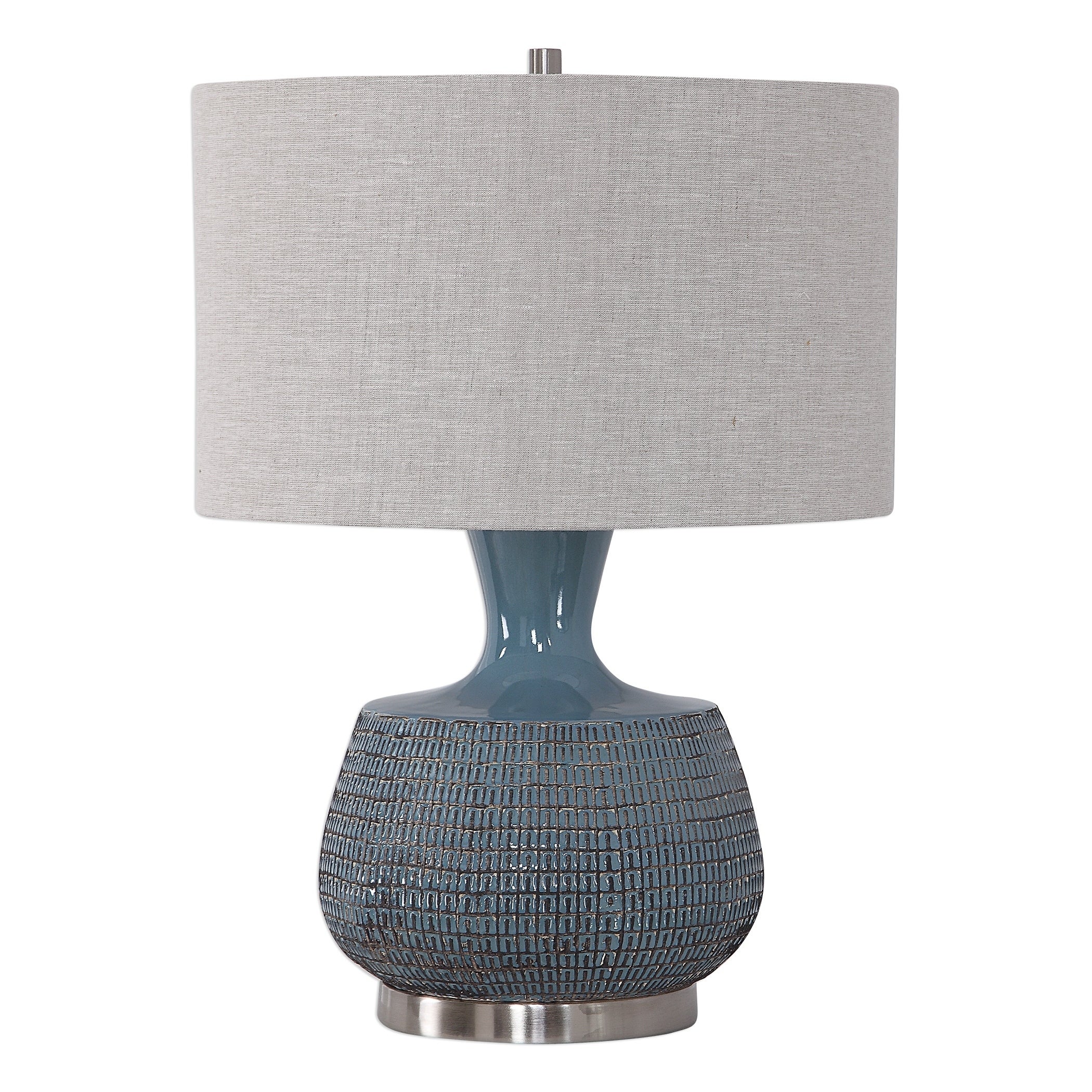Uttermost Hearst Blue Glaze with Rust Bronze Table Lamp - Mycitystee
