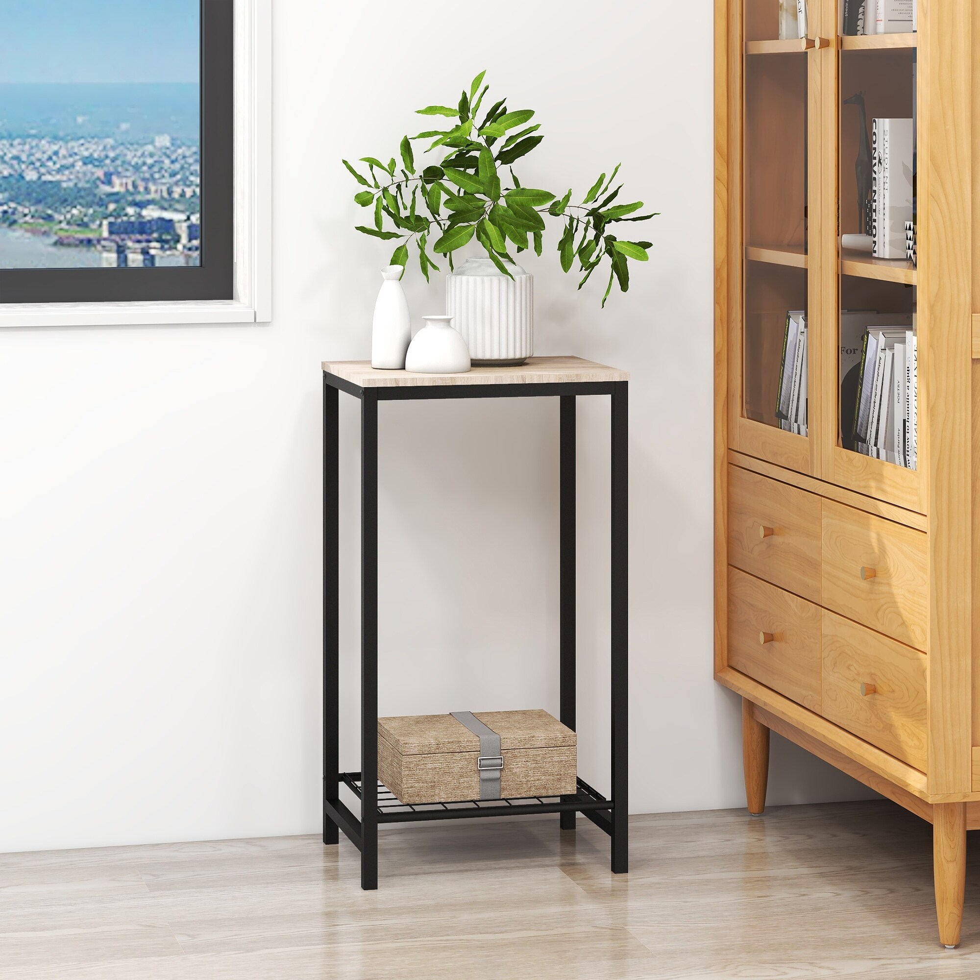 3-Tier End Table， Industrial Side Table Nightstand With Durable Metal Frame， Coffee Table With Mesh Shelves For Living Room， - Mycitystee