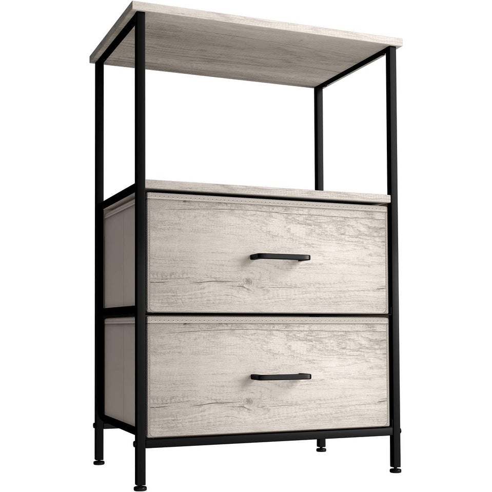Nightstand 2-Drawer Shelf Storage - Bedside Furniture End Table Chest - - 36801499 - Mycitystee