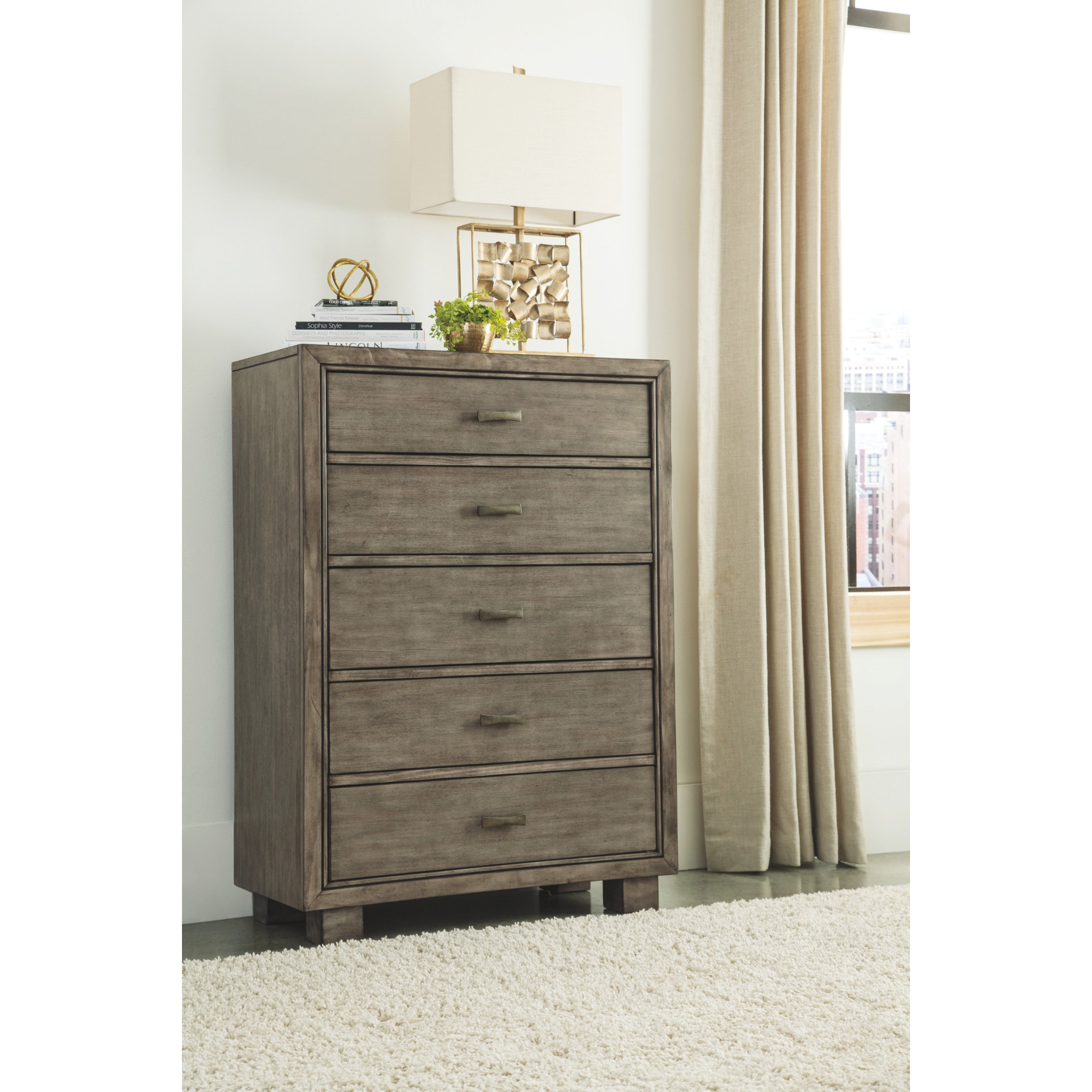 Arnett Five Drawer Chest - Casual Style - Gray - - 27415587 - Mycitystee