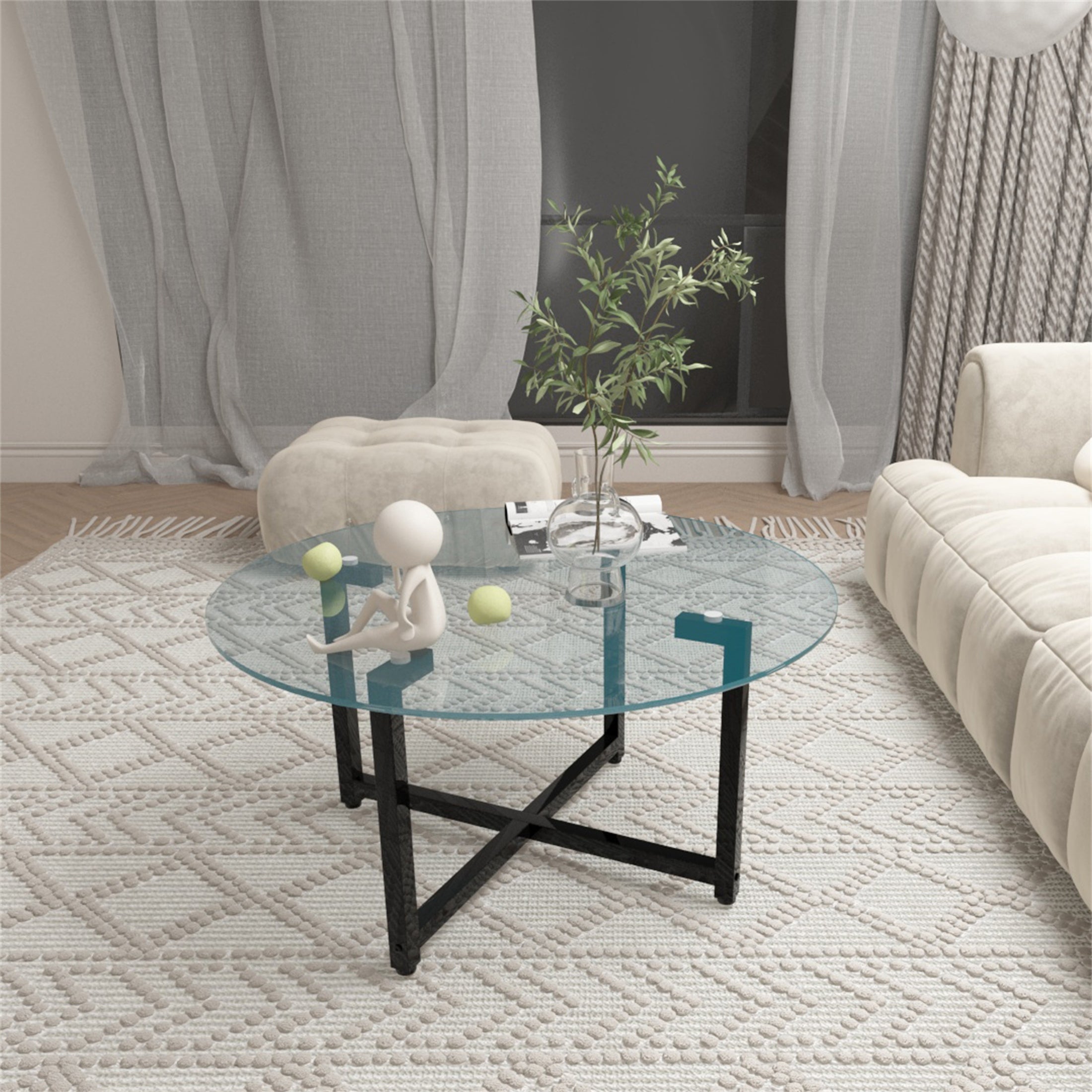 Round Coffee Table Modern Side Center Tables for Living Room - Mycitystee