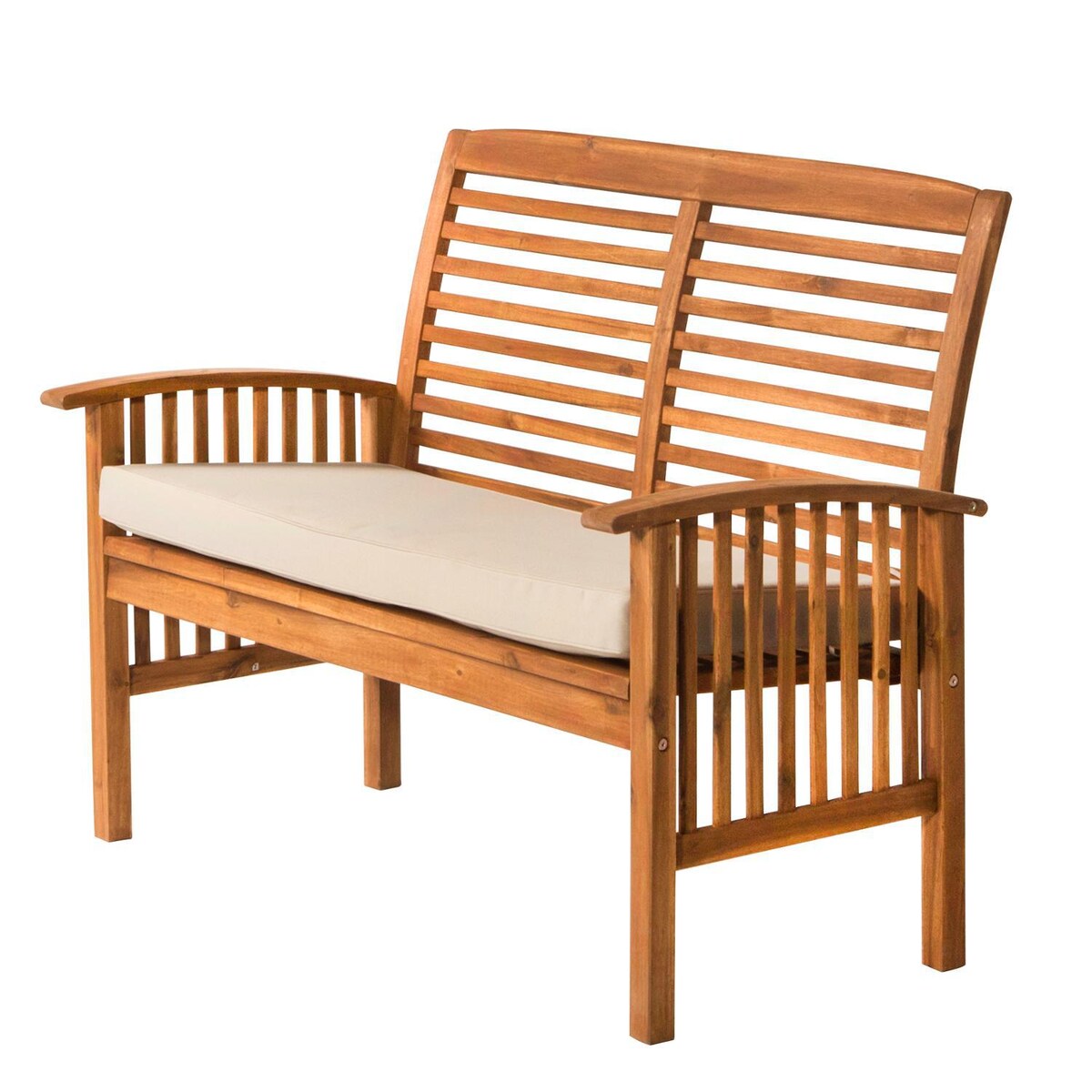 Ultimate Patio Horizon Way Brown Acacia Patio Loveseat W/ Natural Cushions - Mycitystee