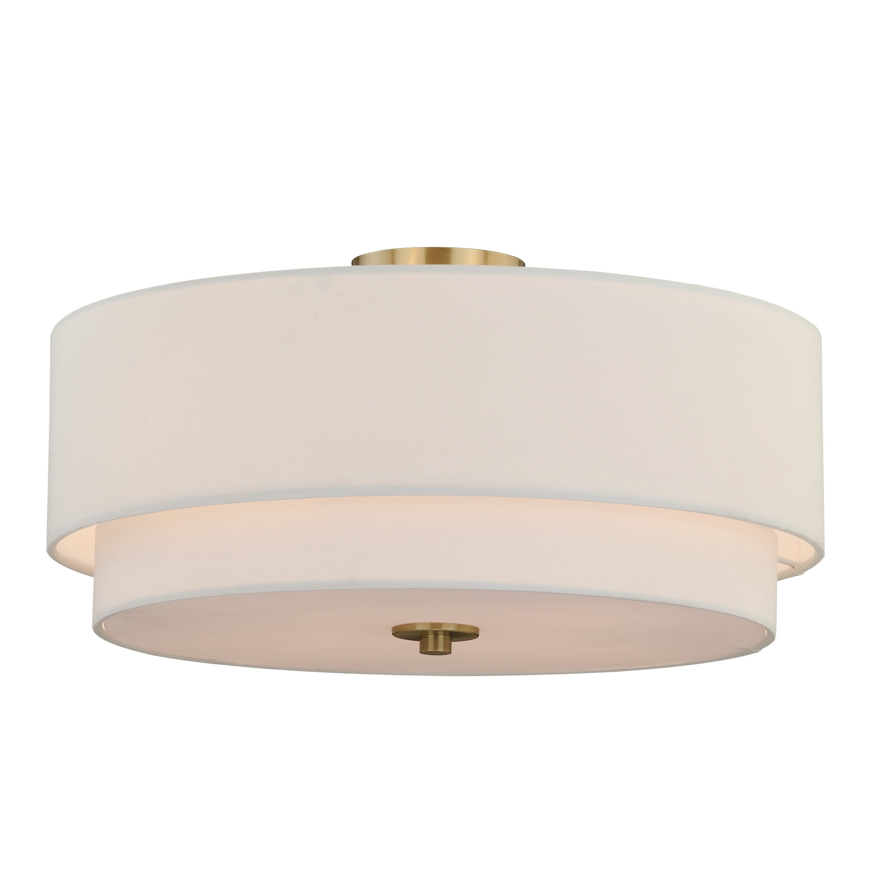 Burnaby White Linen Semi-flush Drum Ceiling Light - Mycitystee