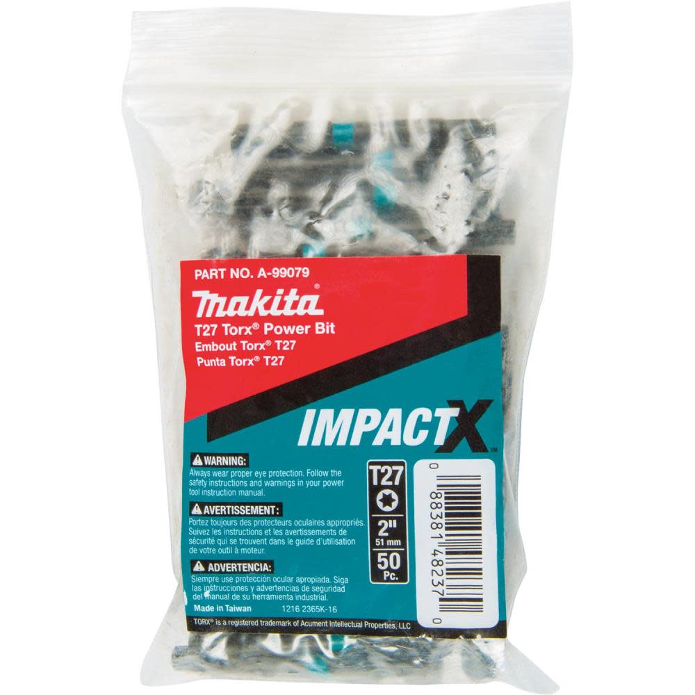 Makita Impact X T27 Torx 2 Power Bit 50/pk Bulk A-99079 from Makita - Mycitystee