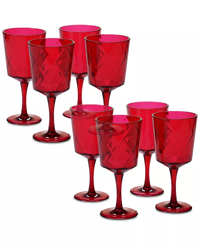 Certified International Ruby Diamond Acrylic Set of 8 All-Purpose Goblets - Mycitystee