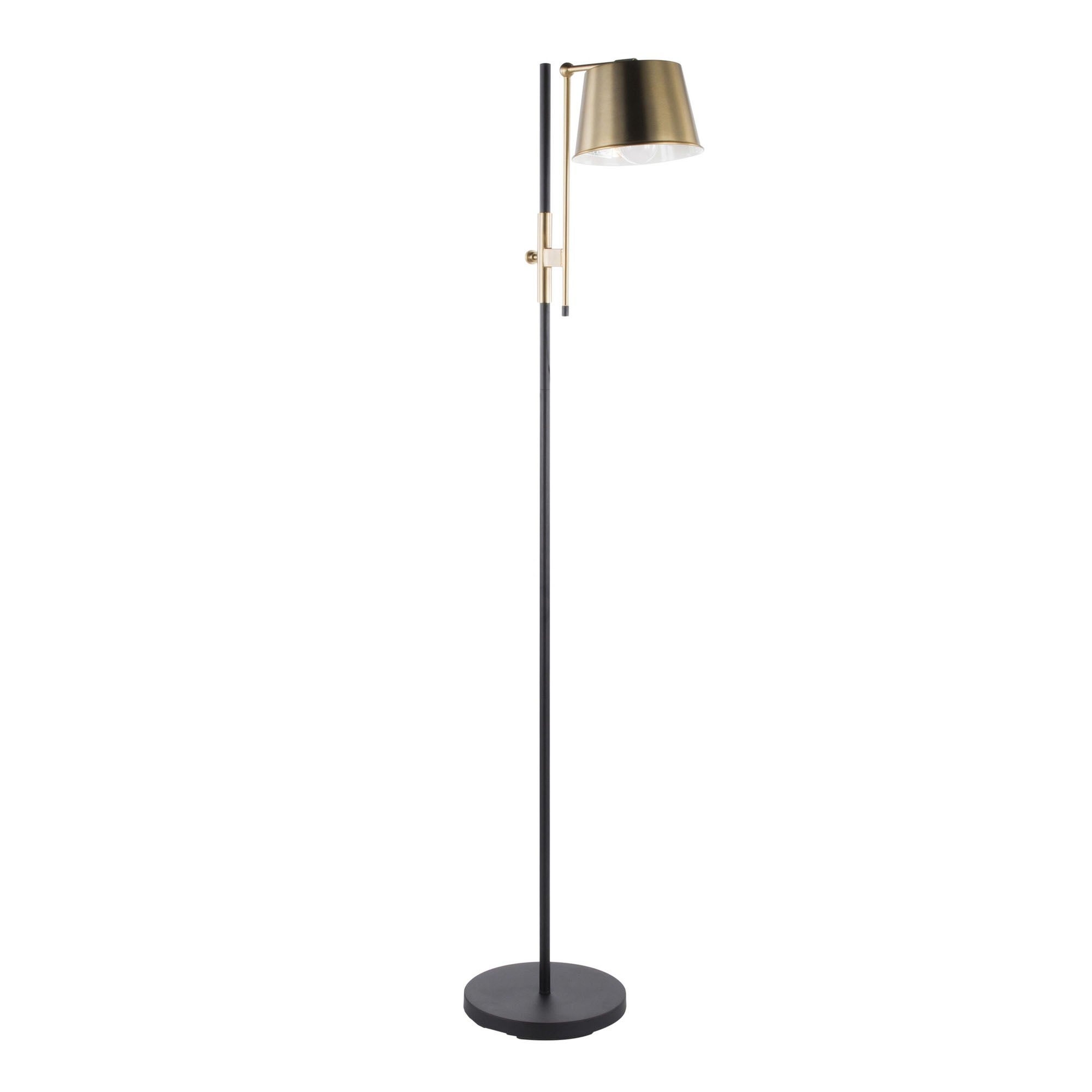 Lumisource Metric Industrial Floor Lamp in Black and Antique Brass - 19