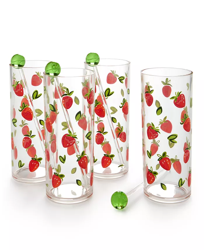 The Cellar Farm Fresh BBQ Set of 4 Acrylic Tom Collins Glasses， Created for Macy's - Mycitystee