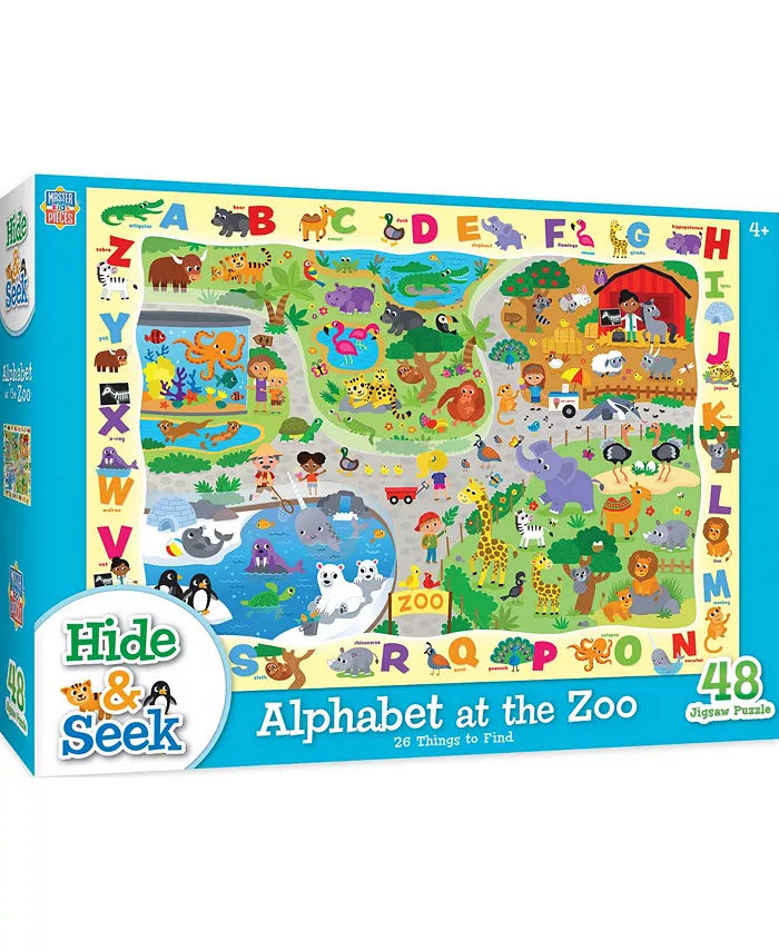 MasterPieces Puzzles Hide Seek - Alphabet at the Zoo 48 Piece Kids Puzzle - Mycitystee