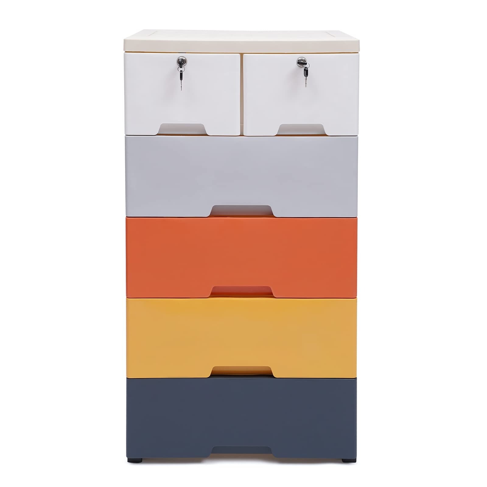 Plastic Drawers Dresser 5 Layer 6 Drawer Storage Cabinet Rounded Corners Tall Dresser Organizer - as picture - - 37668333 - Mycitystee