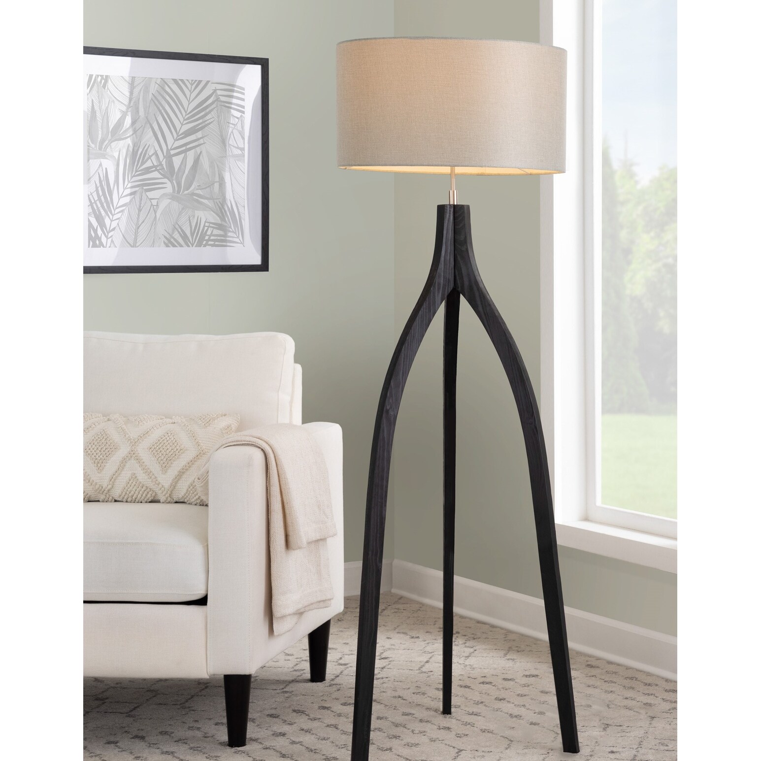 The Gray Barn Brevet Contemporary Tripod Floor Lamp with Fabric Shade - Mycitystee