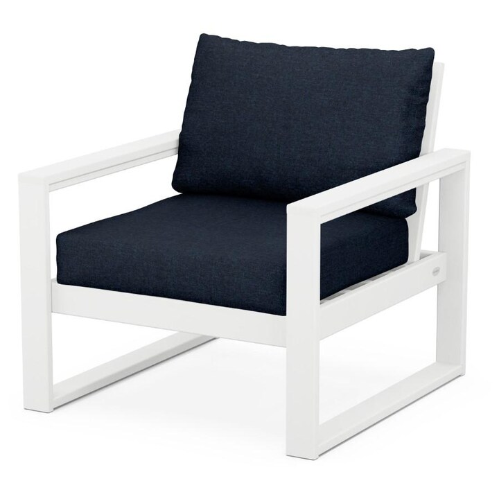 POLYWOOD EDGE Club Chair in White / Marine Indigo - Mycitystee