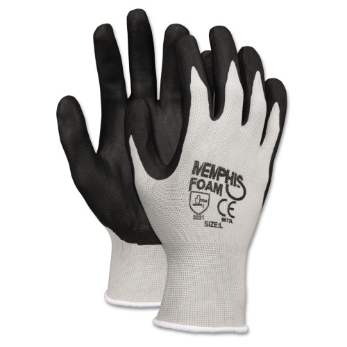MCR Safety Economy Foam Nitrile Gloves， Large， Gray/Black， 12 Pairs (9673L) - Mycitystee