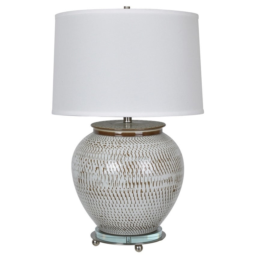 Lise Aged White and Satin Nickel 29-inch Table Lamp - 18x18x29 - Mycitystee