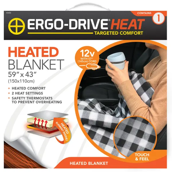 Ergo-Drive Plaid 12V Heated Blanket - Mycitystee