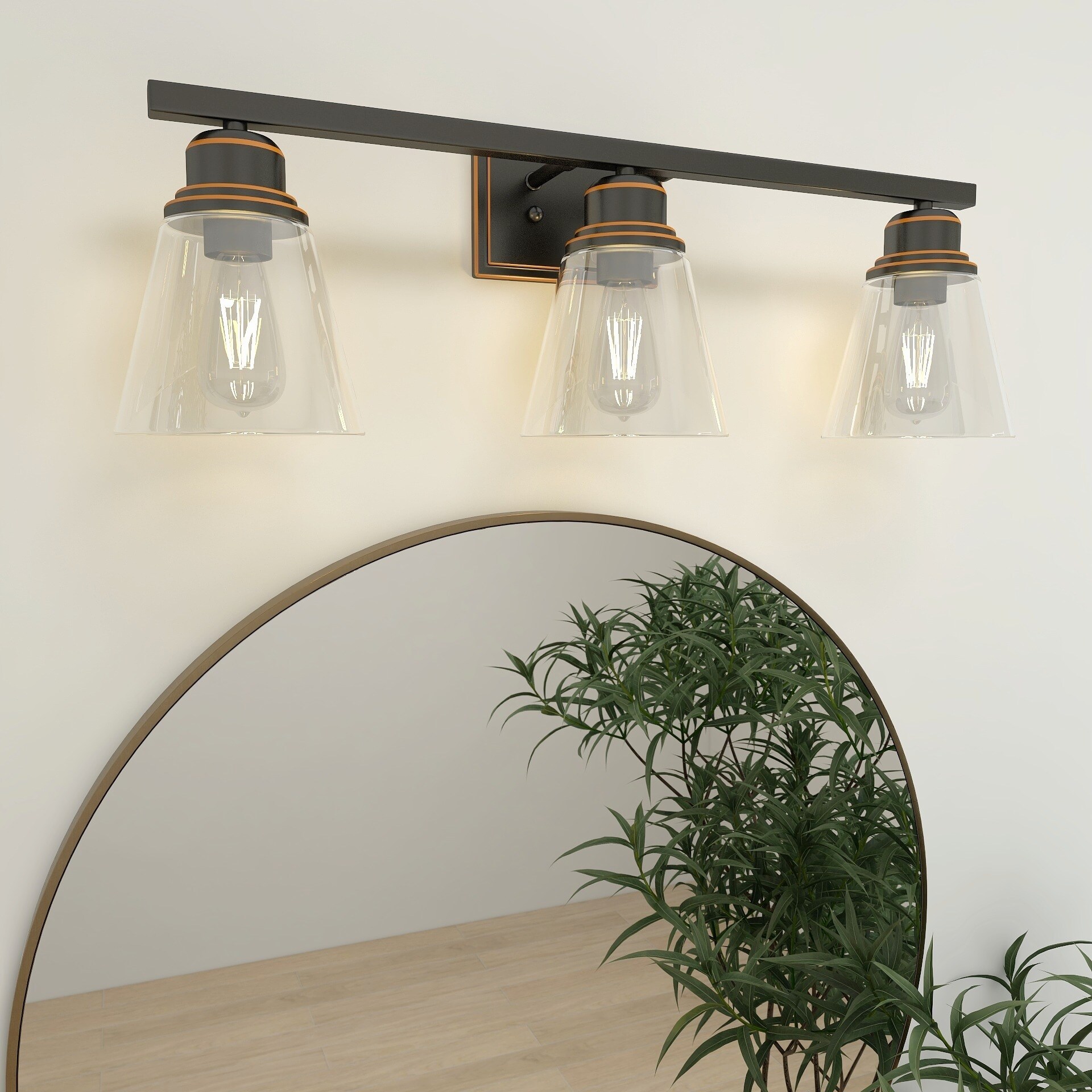 Black Bathroom Vanity 3-Light Glass Wall Sconce - Mycitystee