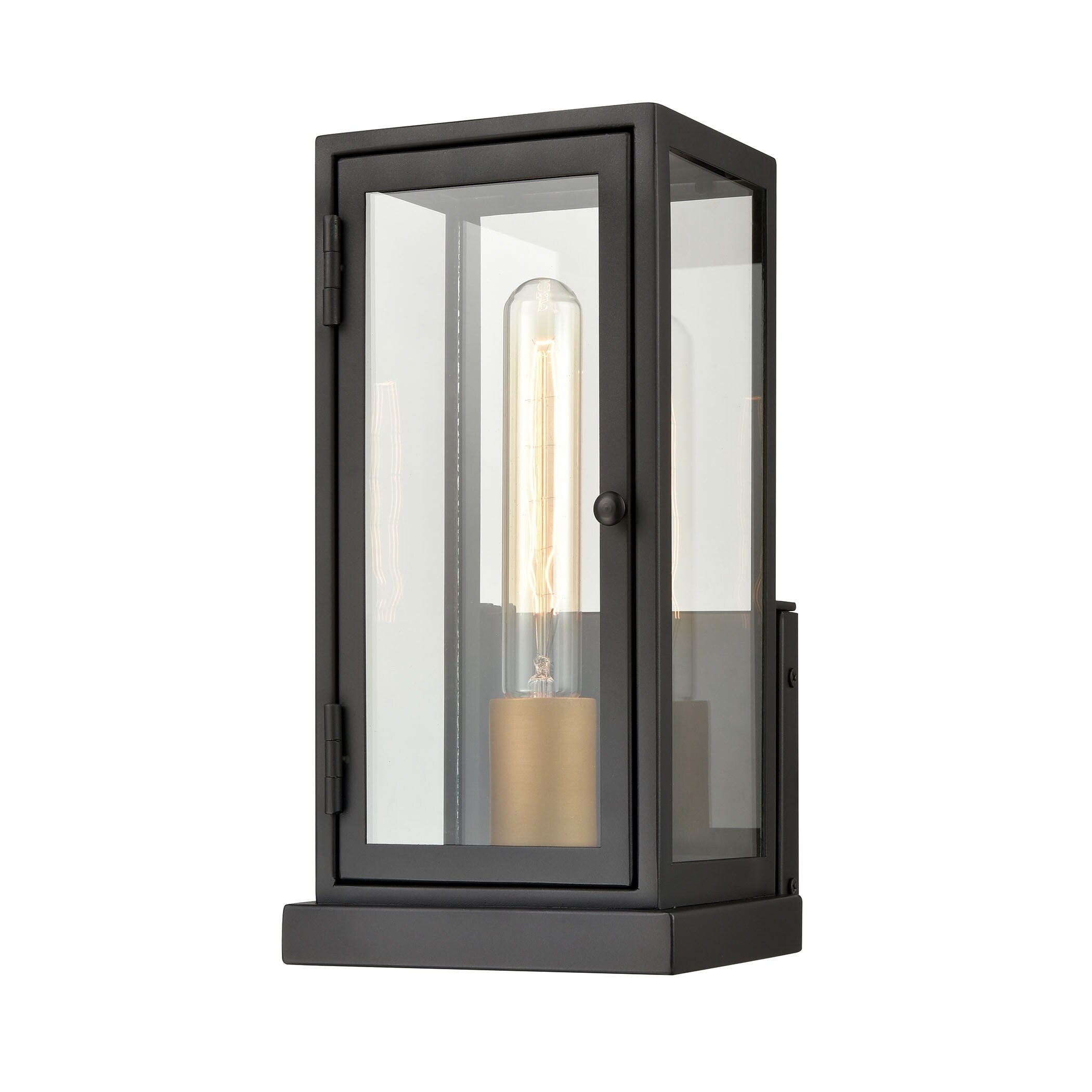 Foundation 1-Light sconce in Matte Black / Aged Brass - Mycitystee