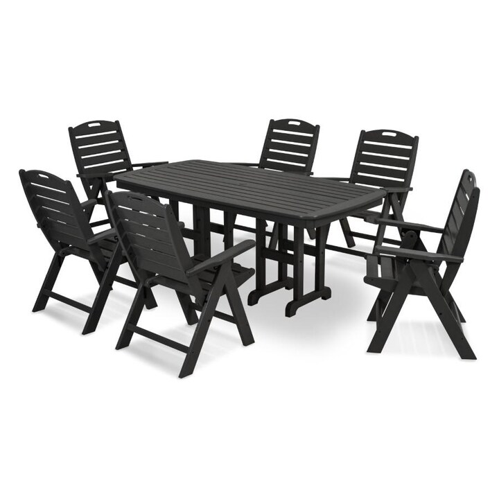 POLYWOOD Nautical 7-Piece Dining Set in Black - Mycitystee
