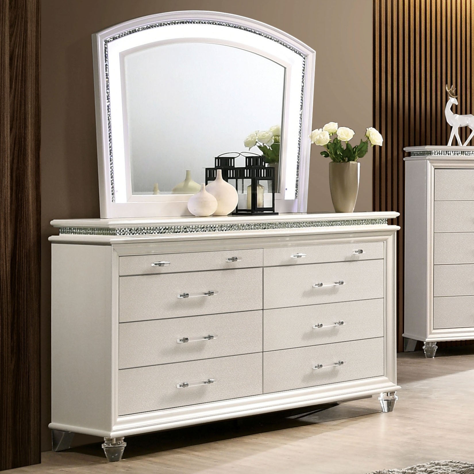 Furniture of America Xian Glam 2-piece Dresser and Mirror Set - - 29726586 - Mycitystee