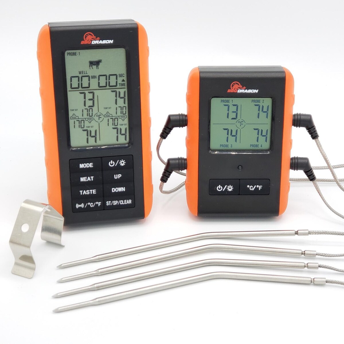 BBQ Dragon Remote Wireless Meat Thermometer w/ 4 Probes - Mycitystee
