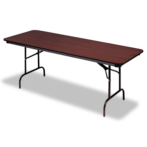 Iceberg OfficeWorks Commercial Wood-Laminate Folding Table， Rectangular Top， 72w x 30d x 29h， Mahogany (55224) - Mycitystee