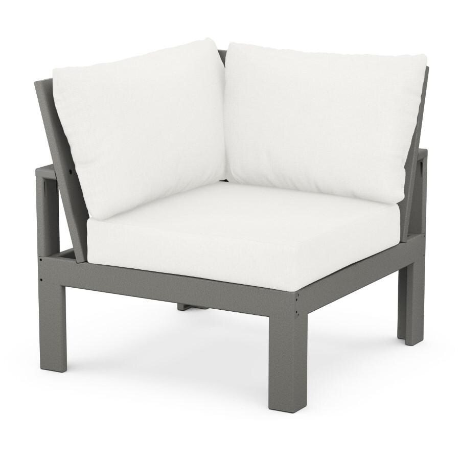 POLYWOOD Modular Corner Chair in Slate Grey / Natural Linen - Mycitystee