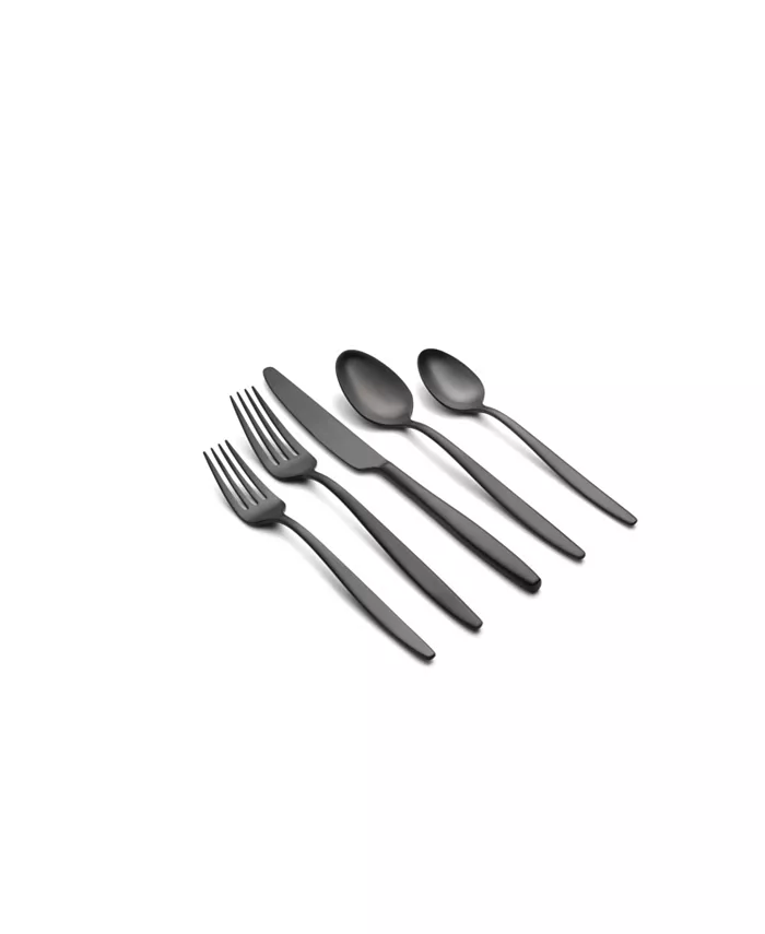 Cambridge Silversmiths Nylah Black Satin Flatware Set， 20 Piece - Mycitystee