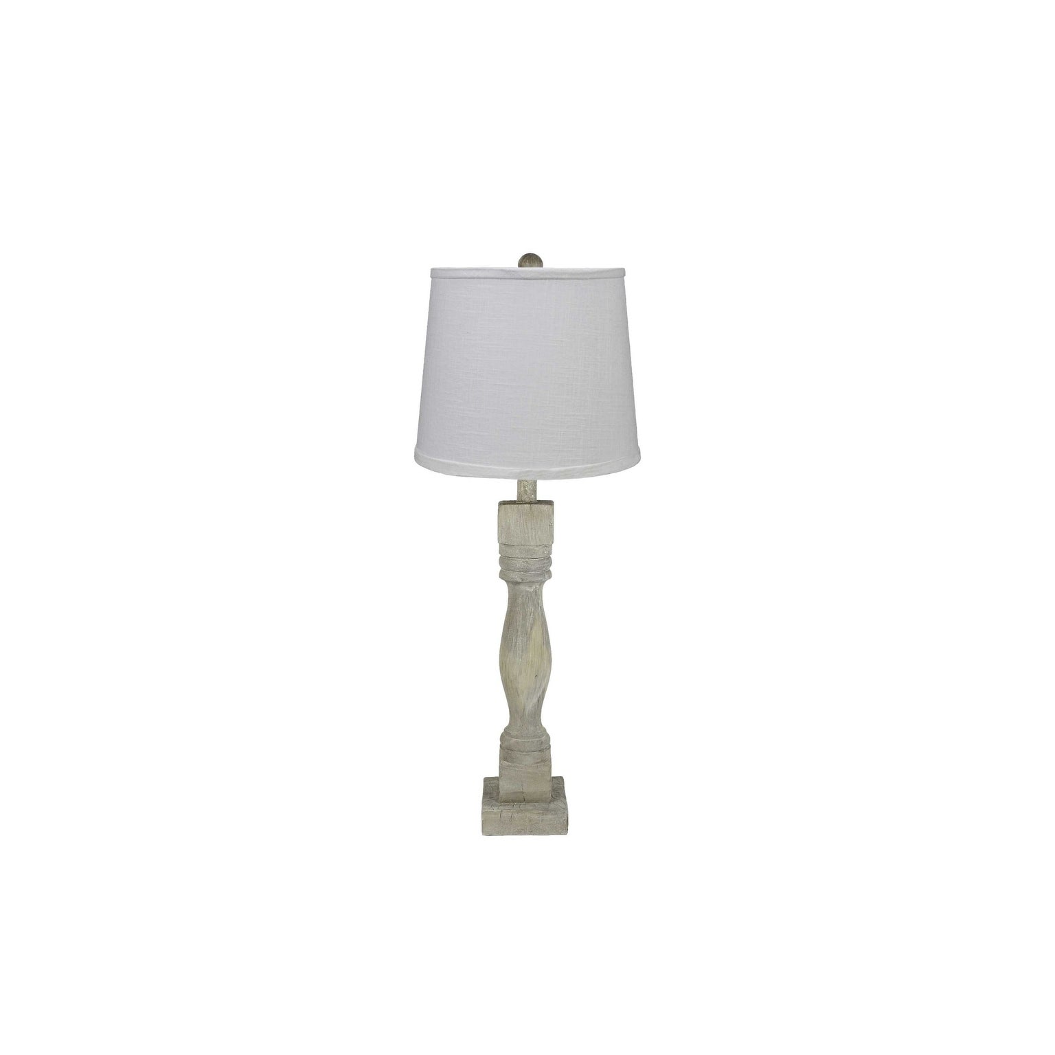 Distressed Washed wood Finish Table Lamp with Crisp White Shade - Mycitystee