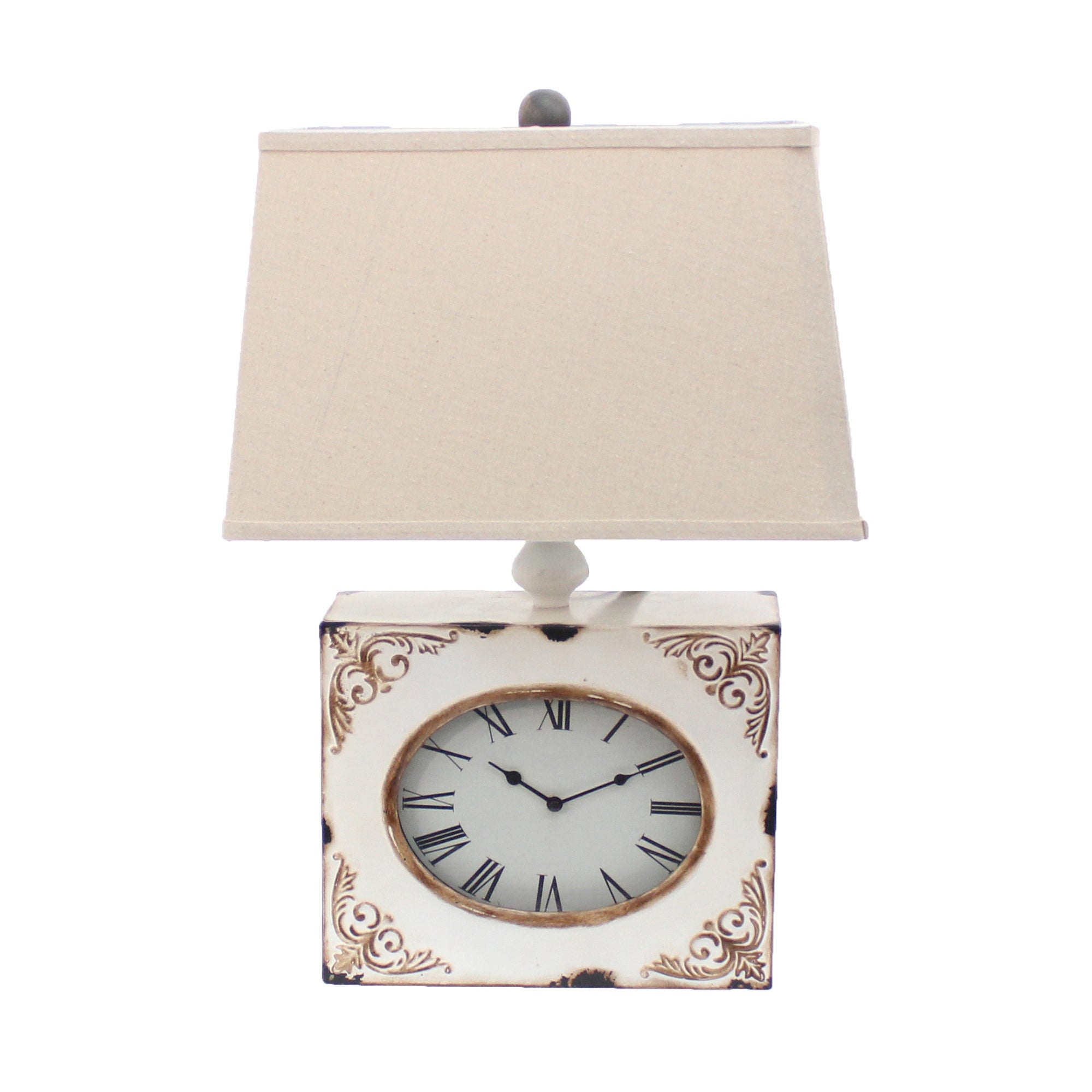 7 x 7 x 22 White Vintage Metal Clock Base - Table Lamp - 7 x 7 x 22 - Mycitystee