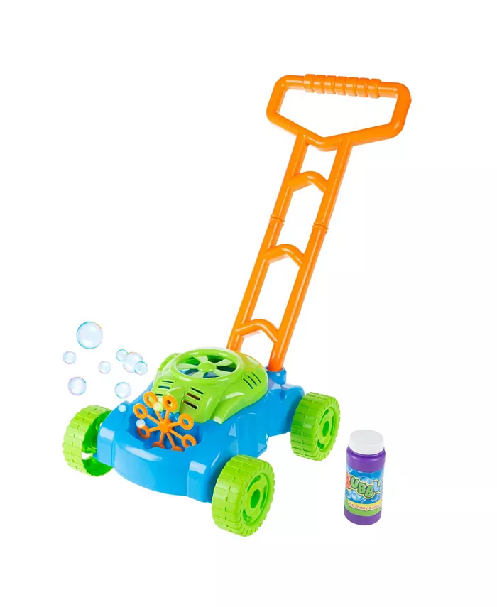 Trademark Global Hey Play Bubble Lawn Mower - Toy Push Lawn Mower Bubble Blower Machine， Walk Behind Outdoor Activity For Toddlers， Boys And Girls - Mycitystee