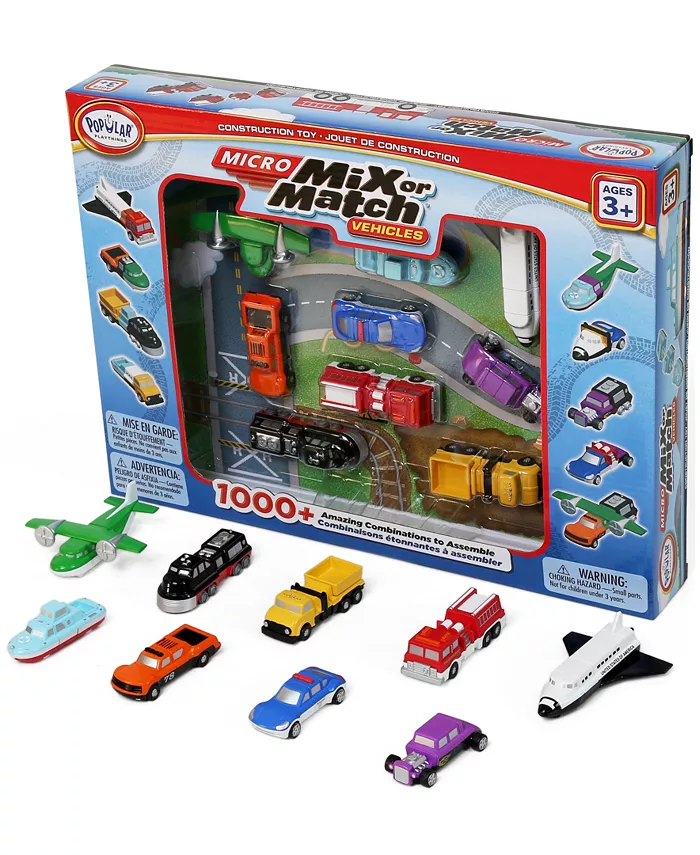 Popular Playthings Micro Mix or Match Vehicles Set， 27 Pieces - Mycitystee