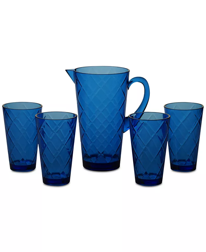 Certified International Cobalt Blue Diamond Acrylic 5-Pc. Drinkware Set - Mycitystee