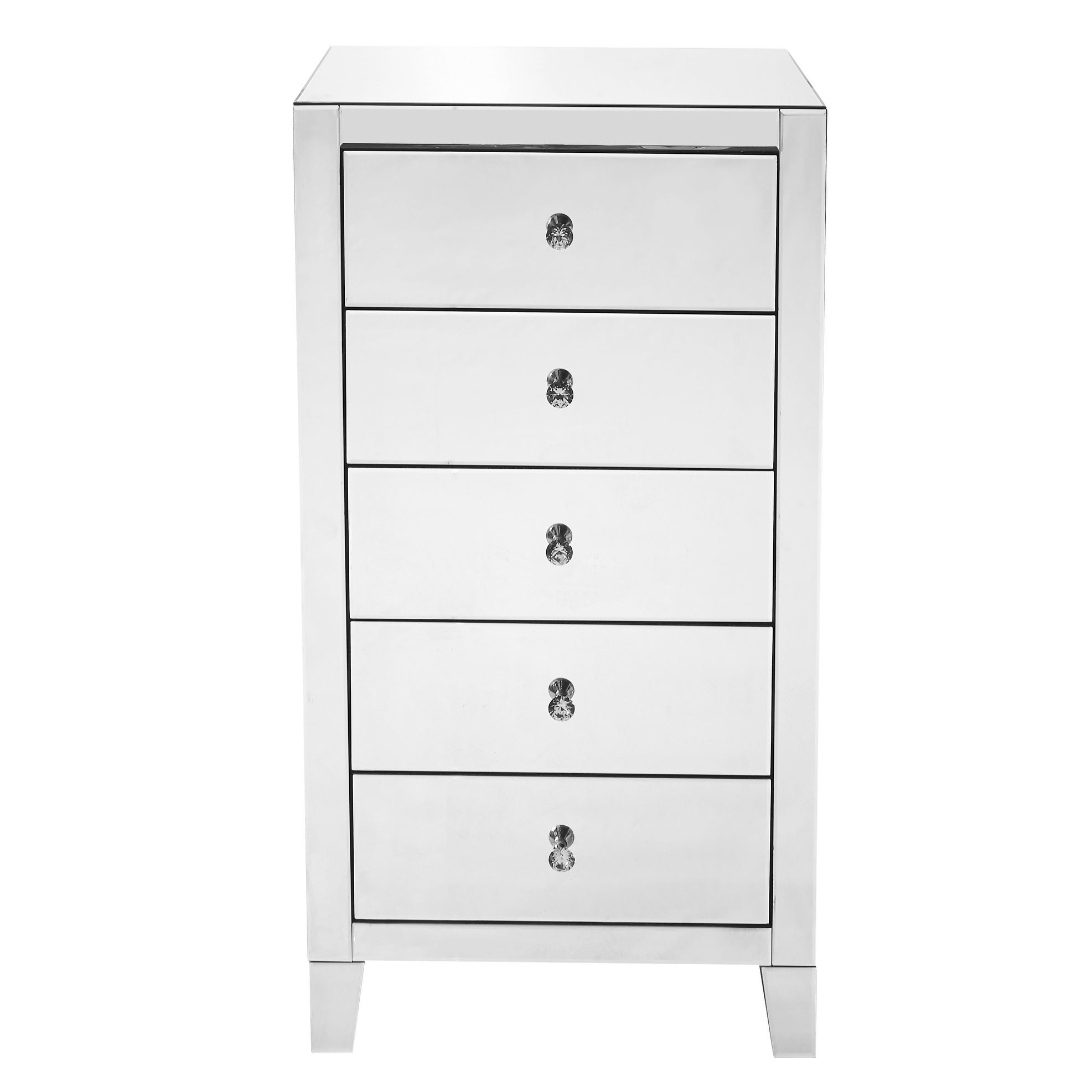 Indigo Home 5 Drawer Chest 24 in x 18 in x 45 in. in Clear Mirror - - 20748271 - Mycitystee