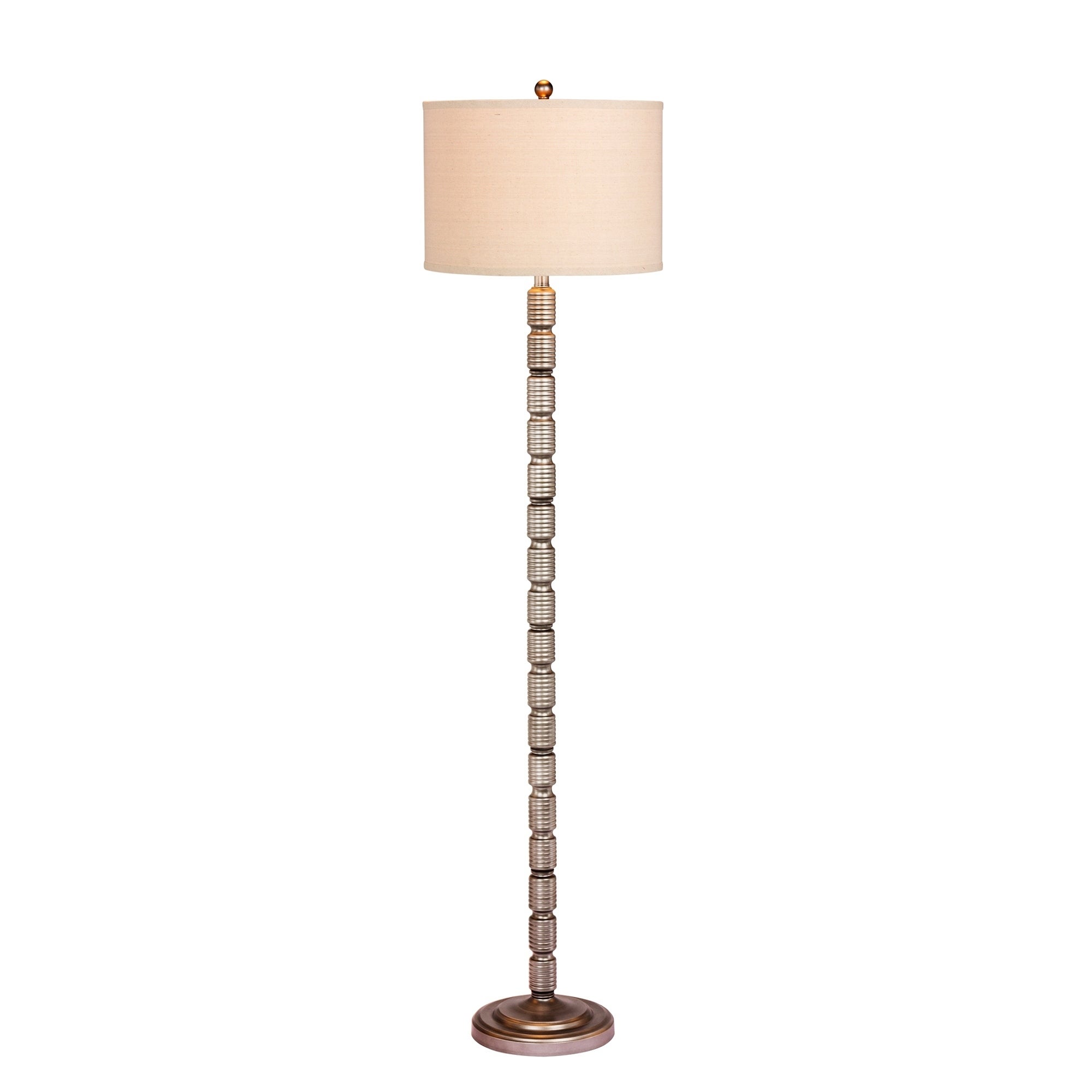 Fangio Lighting's 1563AS 62.5 in. Industrial， Ribbed Metal Floor Lamp in an Antique Silver Finish - Mycitystee