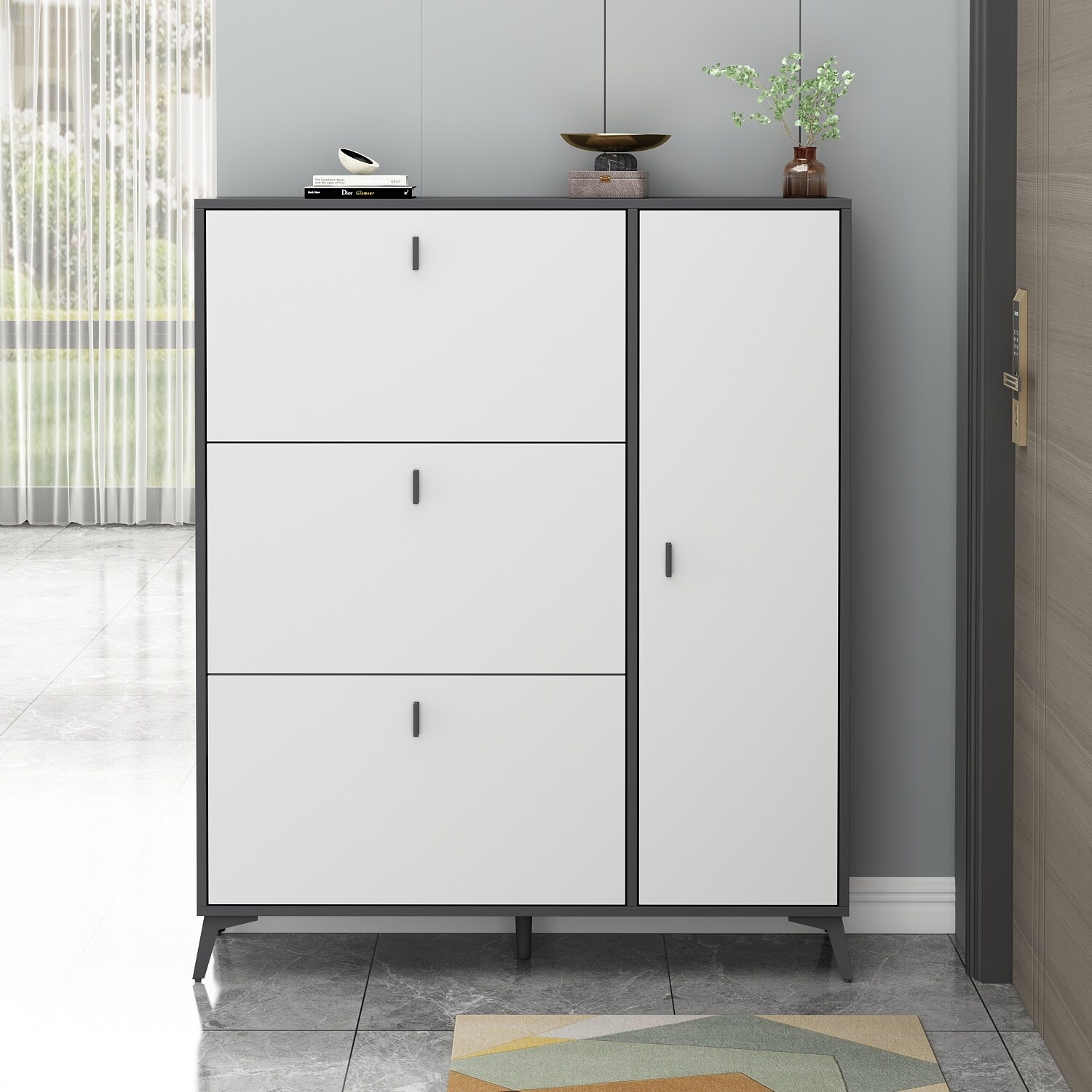 Shoe Storage Cabinet Shoe Storage Organizer Cabinet Entryway Hallway - - 36136509 - Mycitystee