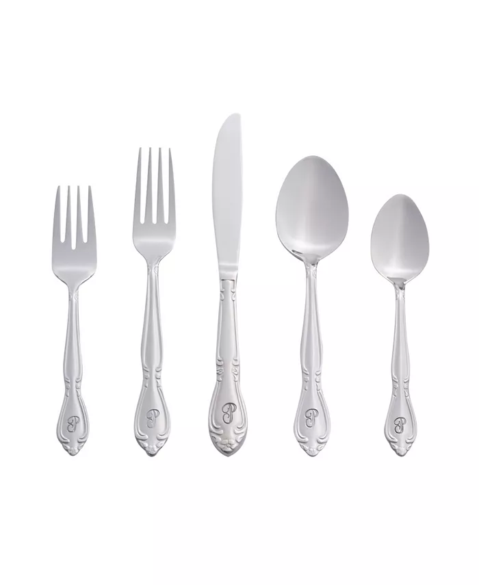 RiverRidge Home Riverridge Rose 46 Piece Monogrammed Flatware Set - P， Service for 8 - Mycitystee