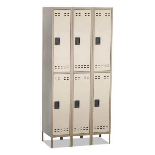 Safco Double-Tier， Three-Column Locker， 36w x 18d x 78h， Two-Tone Tan (5526TN) - Mycitystee