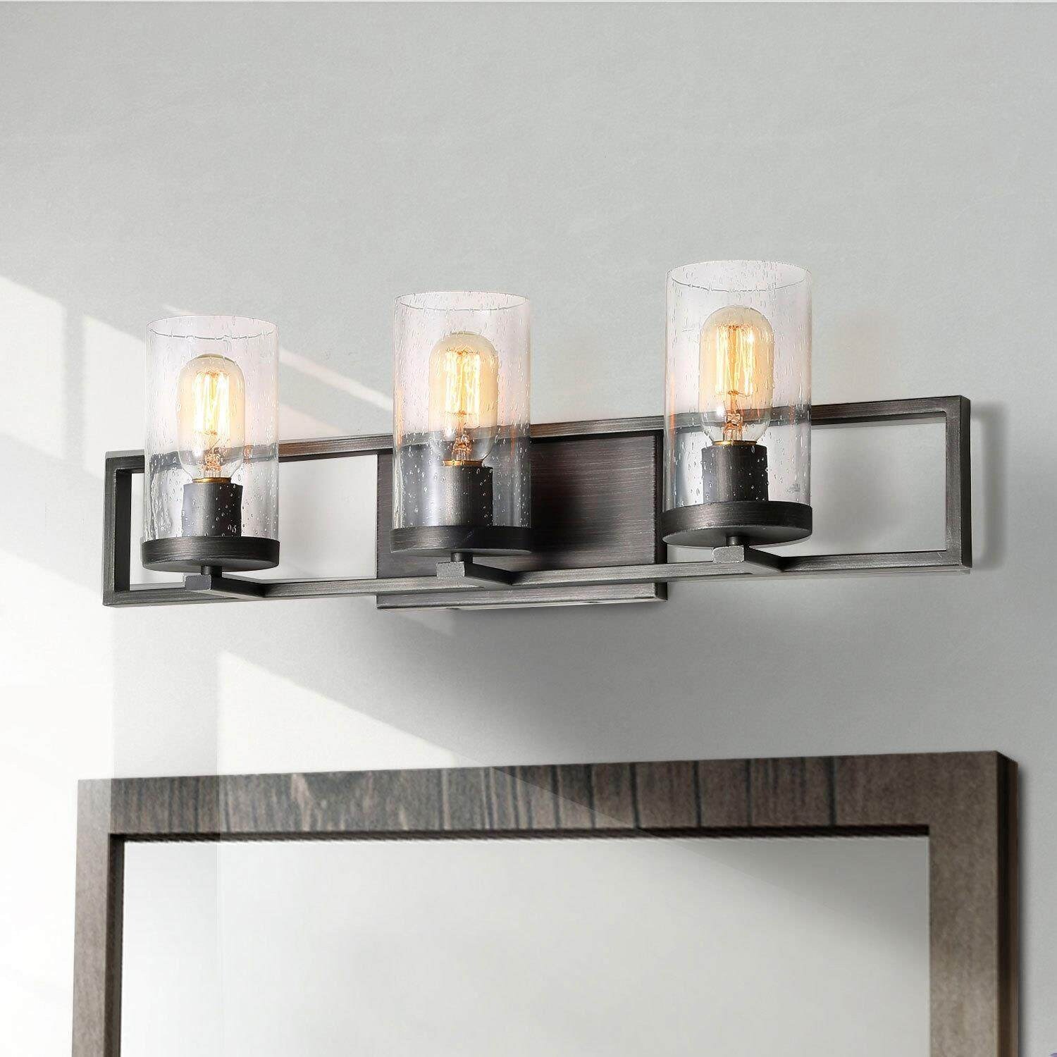 Carbon Loft Modern 3-Light Rustic Bathroom Vanity Lights Wall Sconces - W24.2