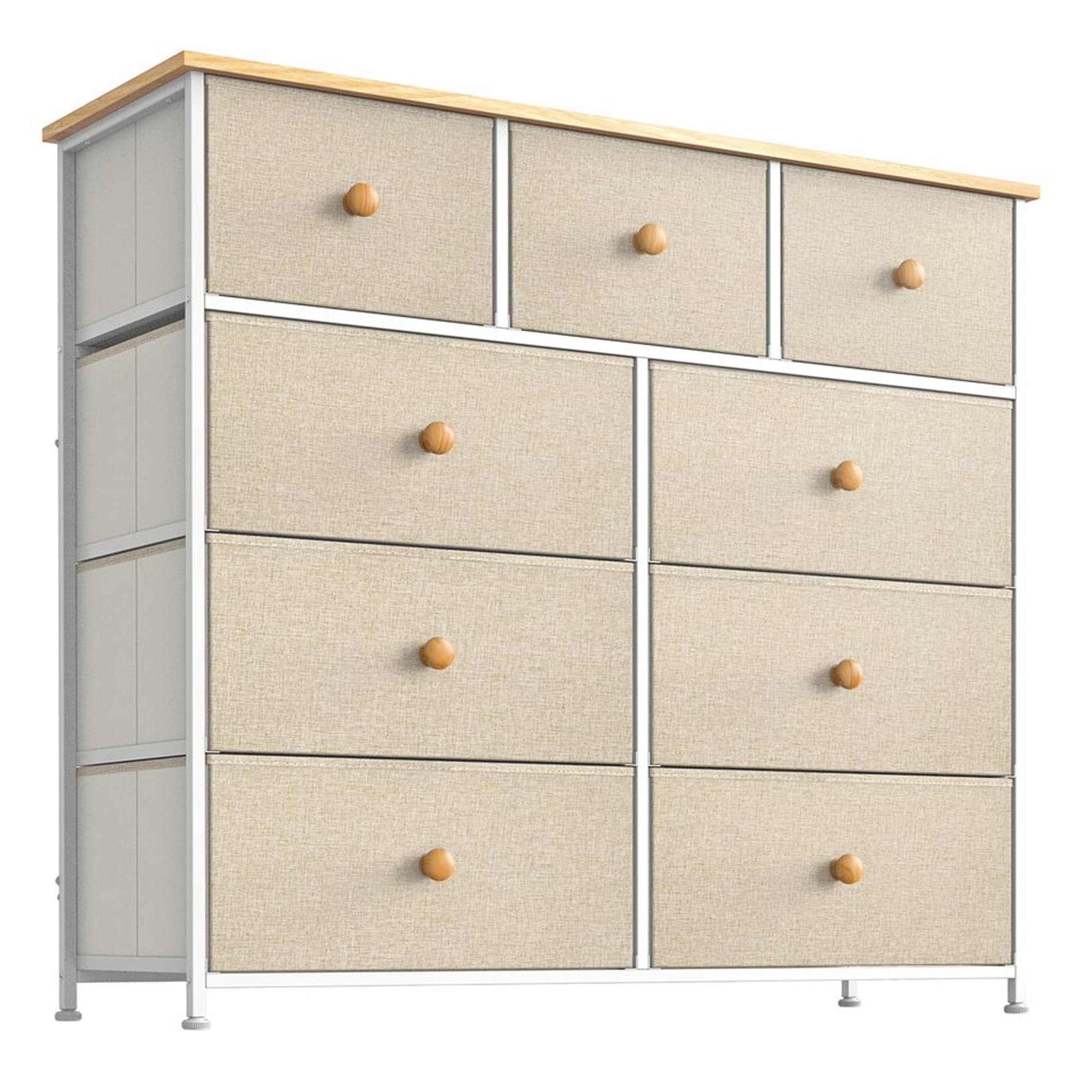 REAHOME 9 Drawer Steel Frame Bedroom Storage Organizer Chest Dresser， Taupe - - 36792222 - Mycitystee