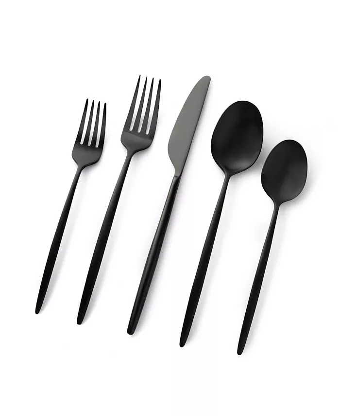 Cambridge Silversmiths Gaze Black Satin 20-Piece Flatware Set， Service for 4 - Mycitystee